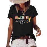 Teaching Is My Jam Blessed Teacher Fun Design For A Teacher  Women's Short Sleeve Loose T-shirt