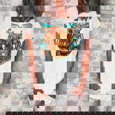 Floral Highland Cow Heifer Horseshoe Western Country Cowboy  Women's Loosen Crew Neck Short Sleeve T-Shirt