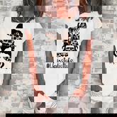 Hairstylist Lifes Mom Messy Bun Funny Mothers Day  Women's Loosen Crew Neck Short Sleeve T-Shirt