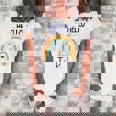 Hello Tk Rainbow For Prek Preschool Teacher Girls  Women's Loosen Crew Neck Short Sleeve T-Shirt