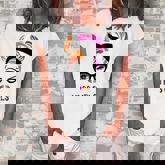 Messy Hair Woman Bun I Kiss Girls Mom Life Lgbt Mothers Day  Women's Loosen Crew Neck Short Sleeve T-Shirt