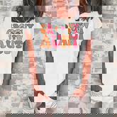 Retro Groovy Aunt Matching Family 1St Birthday Party  Women's Loosen Crew Neck Short Sleeve T-Shirt