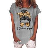 I Believe In You Motivational Testing Day Messy Bun Teacher   V3 Women's Loosen Crew Neck Short Sleeve T-Shirt