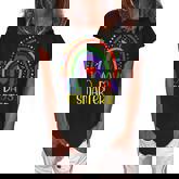 100 Days Smarter Happy 100Th Day Of School Rainbow Leopard Women's Loosen Crew Neck Short Sleeve T-Shirt