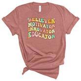 Believer Motivator Innovator Educator Retro Teacher Gifts  V4 Women's Short Sleeve T-shirt Unisex Crewneck Soft Tee