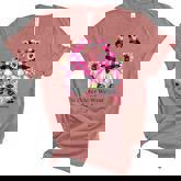 In October We Wear Pink Gnome Sunflower Breast Cancer  Women's Short Sleeve T-shirt Unisex Crewneck Soft Tee
