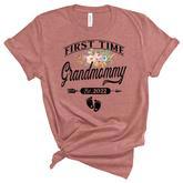 Pregnancy Announcement First Time Grandmommy Est2022 Floral  Women's Short Sleeve T-shirt Unisex Crewneck Soft Tee