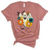 Retro Vintage Groovy Pumpkin Halloween Colors Flower Ghost  Women's Short Sleeve T-shirt Unisex Crewneck Soft Tee