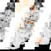 Halloween Icon Bundle Cowboy Ghost Pumpkin Cute Boo Cactus  Women Crewneck Graphic Sweatshirt