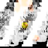 Softball Mimi Leopard Game Day Softball Lover Mothers Day  Women Crewneck Graphic Sweatshirt