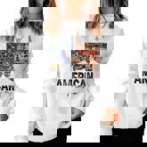 Womens 4Th Of July American Mama Western Country Mama American Flag  Women Crewneck Graphic Sweatshirt