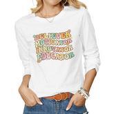 Believer Motivator Innovator Educator Retro Teacher Gifts  V4 Women Graphic Long Sleeve T-shirt