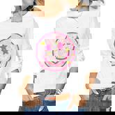 Funny Pink Happy Face Daisy Flower  Smile Face Trendy  Women Graphic Long Sleeve T-shirt