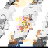 Groovy Halloween Trick Or Teach Retro Floral Ghost Teacher  V33 Women Graphic Long Sleeve T-shirt