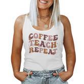 Back To School Coffee Teach Repeat Teacher Life Motivational  Women Tank Top Basic Casual Daily Weekend Graphic