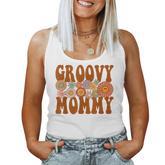 Retro Groovy Mommy Matching Family 1St Birthday Party  Women Tank Top Basic Casual Daily Weekend Graphic