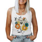 Retro Vintage Groovy Pumpkin Halloween Colors Flower Ghost  Women Tank Top Basic Casual Daily Weekend Graphic