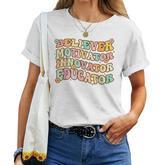 Believer Motivator Innovator Educator Retro Teacher V4 Women T-shirt