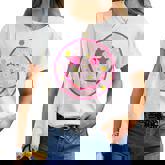 Pink Happy Face Daisy Flower Smile Face Trendy Women T-shirt