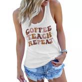 Back To School Coffee Teach Repeat Teacher Life Motivational  Women Flowy Tank