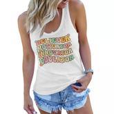 Believer Motivator Innovator Educator Retro Teacher Gifts  V4 Women Flowy Tank