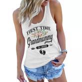 Pregnancy Announcement First Time Grandmommy Est2022 Floral  Women Flowy Tank