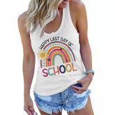 Rainbow Happy Last Day Of School Teacher Student Graduation  V2 Women Flowy Tank