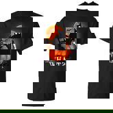 Killer Halloween Scary Moon Black Cat With Knife Pumpkin T-shirt