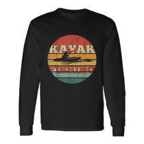 Kayak Fishing Addict Retro Sunset Vintage Lake Fishing Kayak Shirt