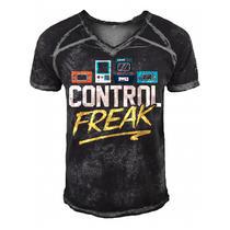 Funny Gamer Control Freak V2 Men's Short Sleeve V-neck 3D Print ...