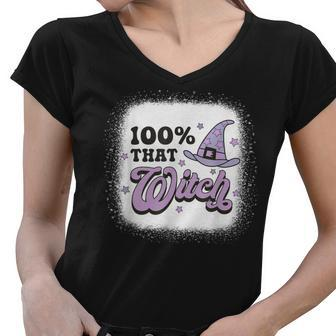 100 That Witch Halloween Costume Witch Lover Spooky Season Women V-Neck T-Shirt - Seseable