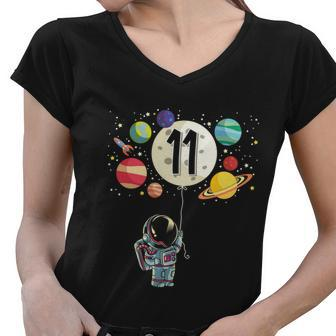 11 Years Old Birthday Boy Gift Astronaut 11Th Birthday Gift Women V-Neck T-Shirt - Monsterry DE