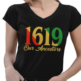 1619 Our Ancestors History Tshirt Women V-Neck T-Shirt - Monsterry