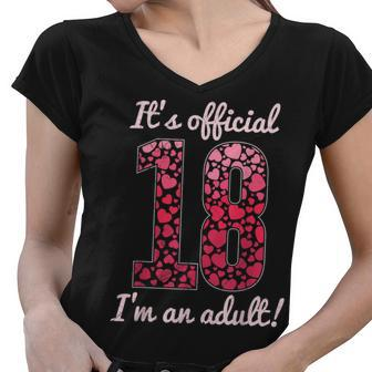 18 Years Girl Birthday 18Th Girl Birthday Women V-Neck T-Shirt - Seseable