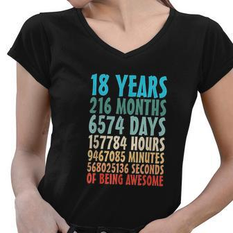 18 Years Of Being Awesome 18 Yr Old 18Th Birthday Countdown Women V-Neck T-Shirt - Thegiftio UK