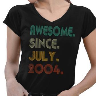 18Th Birthday 18 Years Old Awesome Since July 2004 Women V-Neck T-Shirt - Seseable
