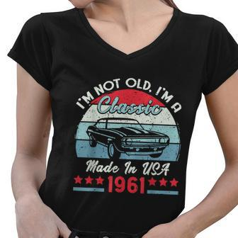 1961 Vintage Usa Car Birthday Im Not Old Classic Women V-Neck T-Shirt - Monsterry
