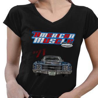 1971 ChevelleMuscle CarSs454Ss427Ss396HotrodDrag Race Women V-Neck T-Shirt - Monsterry DE