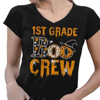 1St Grade Teacher Boo Crew Halloween 1St Grade Teacher V2 Women V-Neck T-Shirt - Seseable