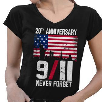 20Th Anniversary Never Forget 911 September 11Th Tshirt Women V-Neck T-Shirt - Monsterry DE