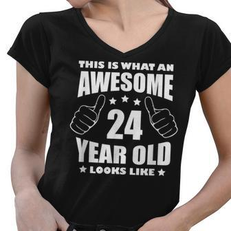 24Th Birthday Awesome Gift For Her 24 Year Old Daughter 1997 Women V-Neck T-Shirt - Seseable