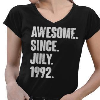 30 Year Old Gift 30Th Birthday Awesome Since July 1992 Women V-Neck T-Shirt - Seseable