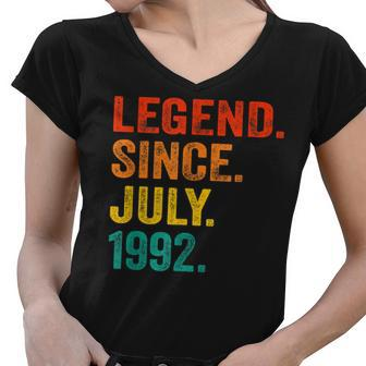 30Th Birthday Legend Since July 1992 30 Years Old Vintage Women V-Neck T-Shirt - Seseable