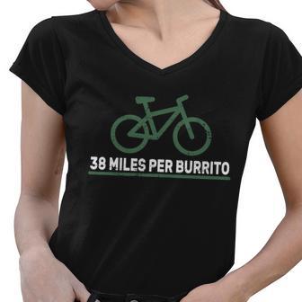 38 Miles Per Burrito Bike Ride Tshirt Women V-Neck T-Shirt - Monsterry DE