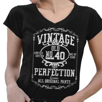 40Th Birthday Genuine All Original Parts Tshirt Women V-Neck T-Shirt - Monsterry UK
