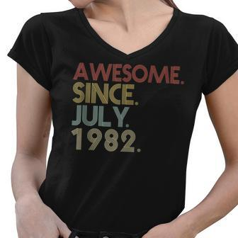 40Th Birthday Party 40 Years Old Awesome Since July 1982 Women V-Neck T-Shirt - Seseable