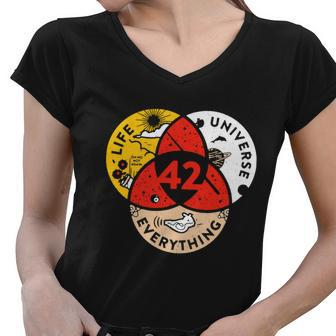 42 The Answer To Life The Universe And Everything Women V-Neck T-Shirt - Monsterry AU