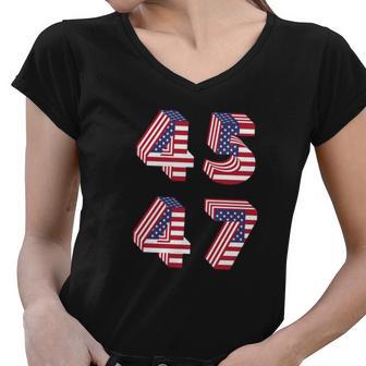 45 47 Trump 2024 President Women V-Neck T-Shirt - Monsterry CA