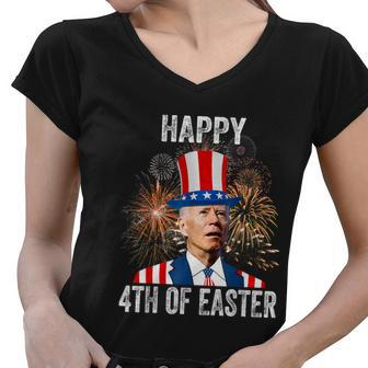 4Th Of Easter Funny Happy 4Th Of July Anti Joe Biden Women V-Neck T-Shirt - Monsterry CA