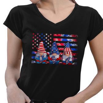 4Th Of July 2022 Patriotic Gnomes Funny American Usa Funny Gift Women V-Neck T-Shirt - Monsterry AU